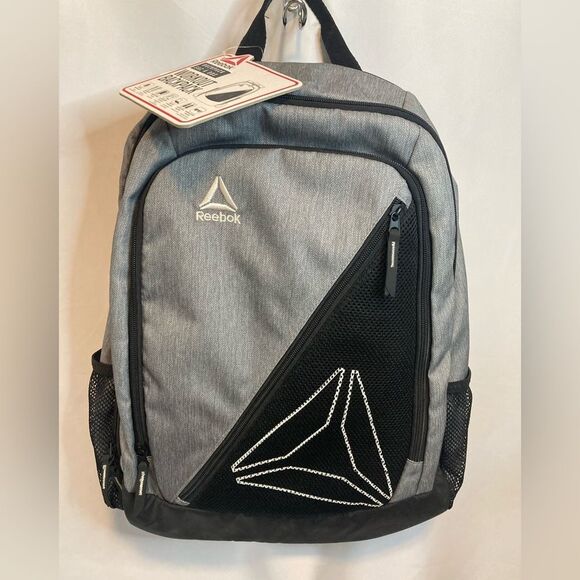 Reebok Workout Backpack Gray W Black Comfort Straps Gym School Work Gear Bag NEW